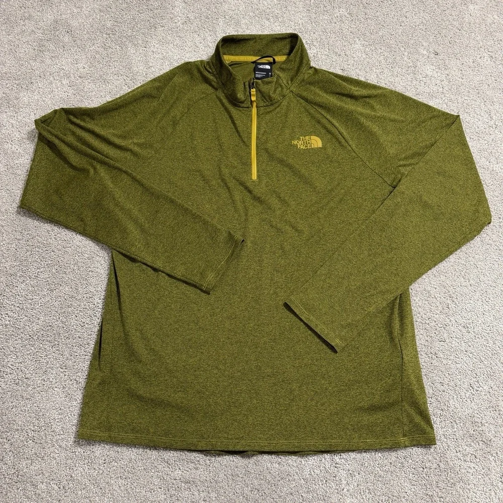The North Face Pullover Mens Sz XL Olive Green 1/4 Zip Lightweight Shirt UPF 40+